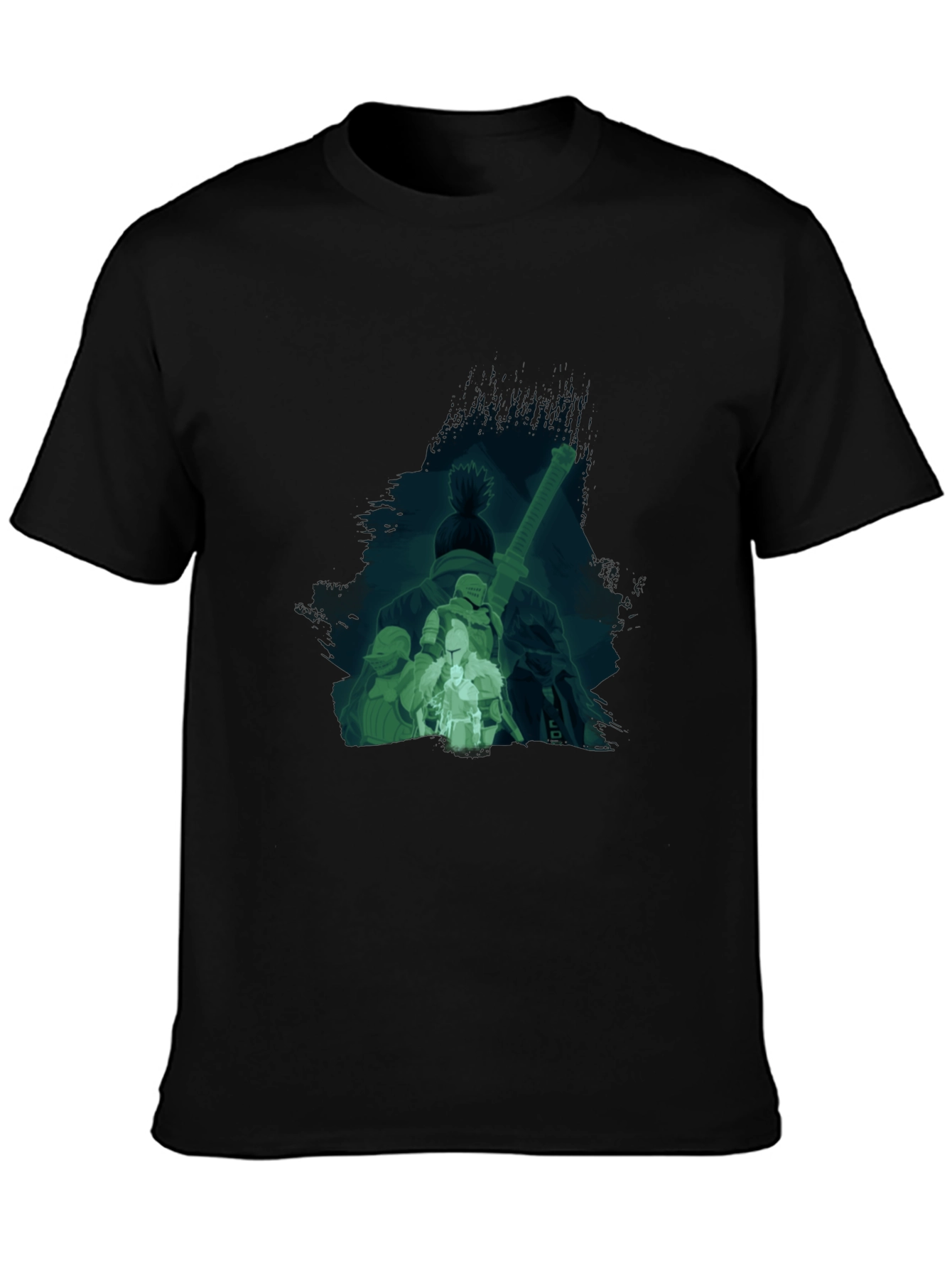 Mens Black Graphic T-Shirt - Samurai Design