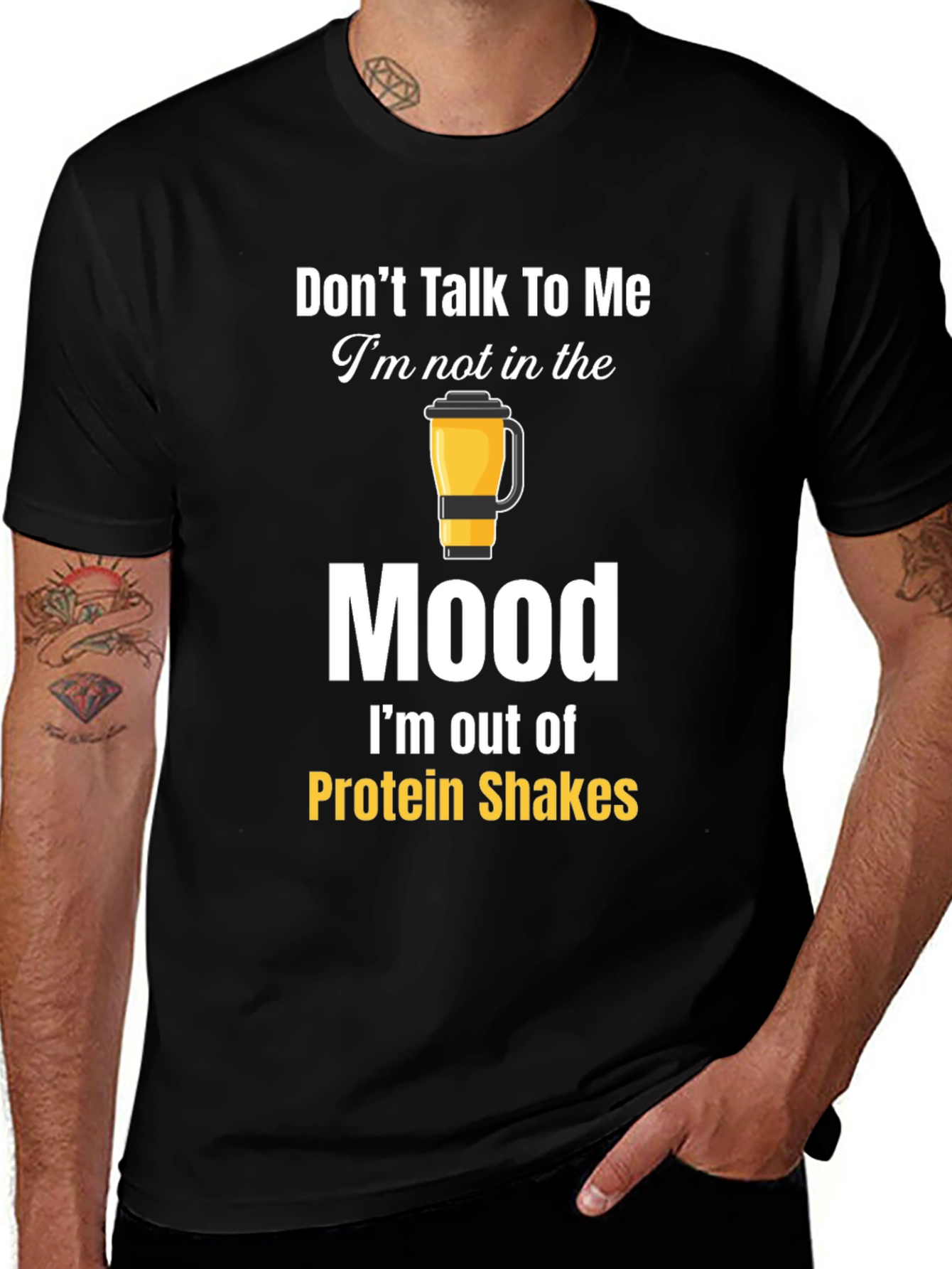 Funny Protein Shakes Mood Graphic T-Shirt