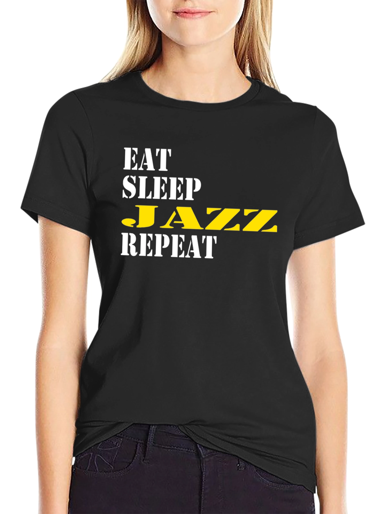 Eat Sleep Jazz Repeat Black T-Shirt