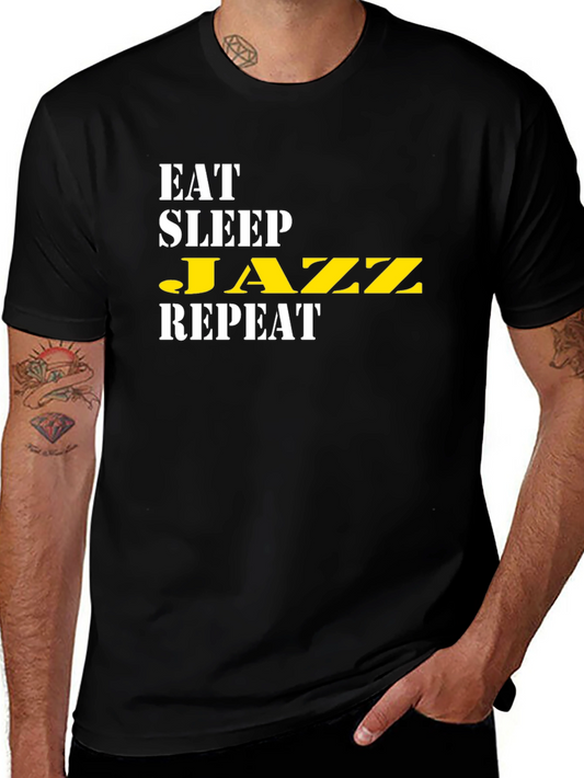 Eat Sleep Jazz Repeat Black T-Shirt