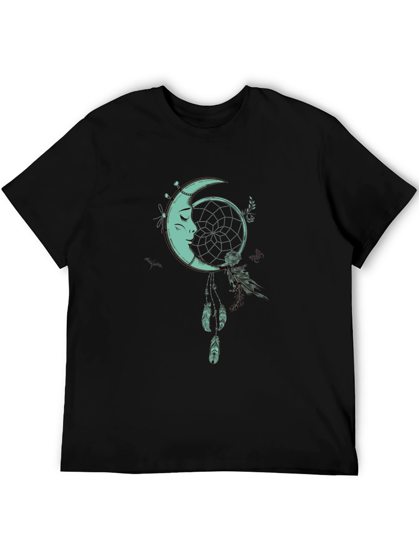 Moon Dreamcatcher Graphic Tee - Black Cotton Shirt