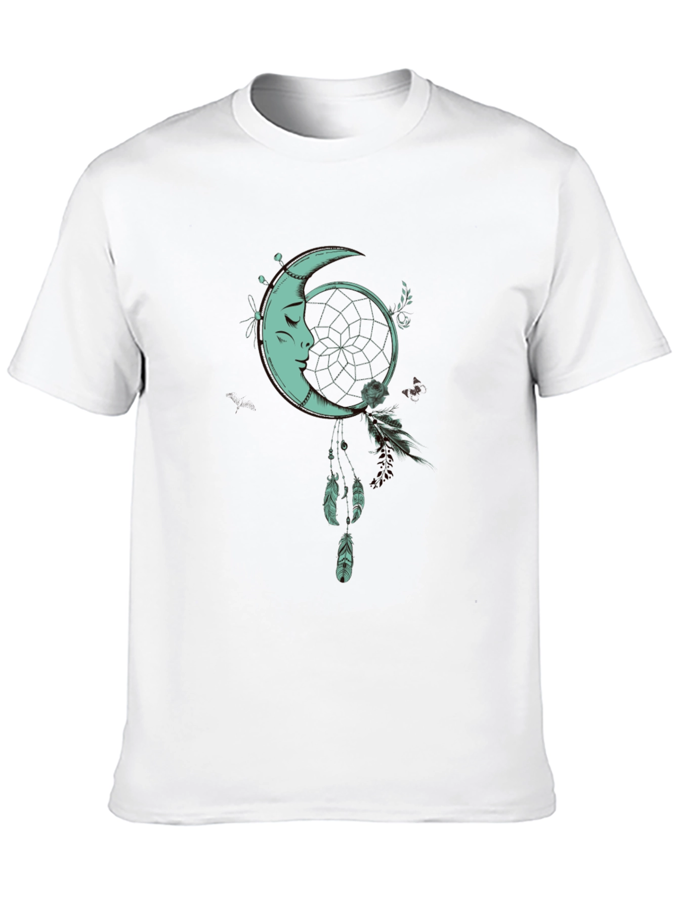 Moon Dreamcatcher Graphic Tee - Black Cotton Shirt