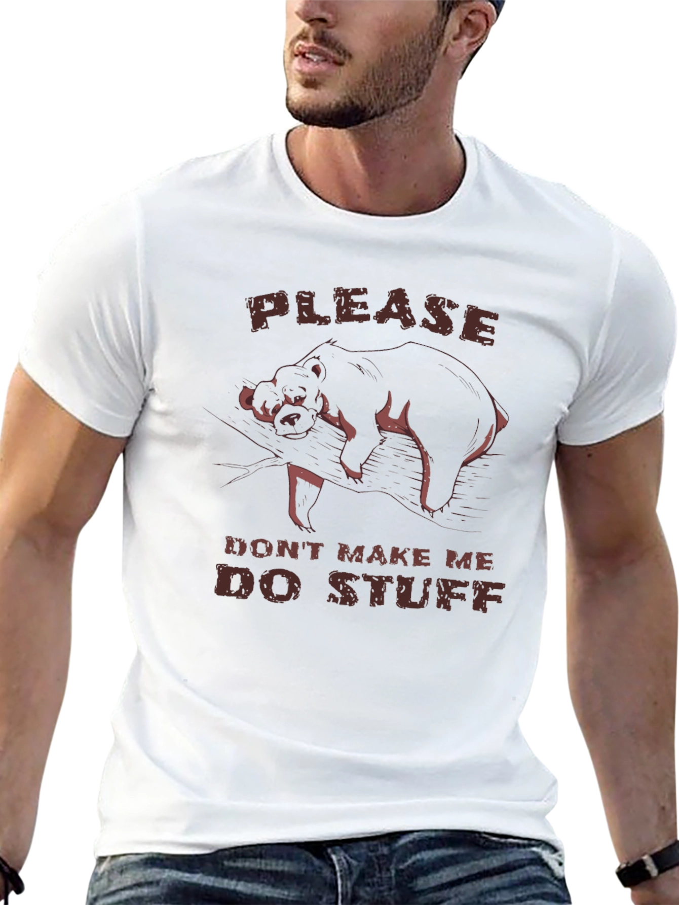Lazy Bear Graphic T-Shirt - Funny Animal Tee