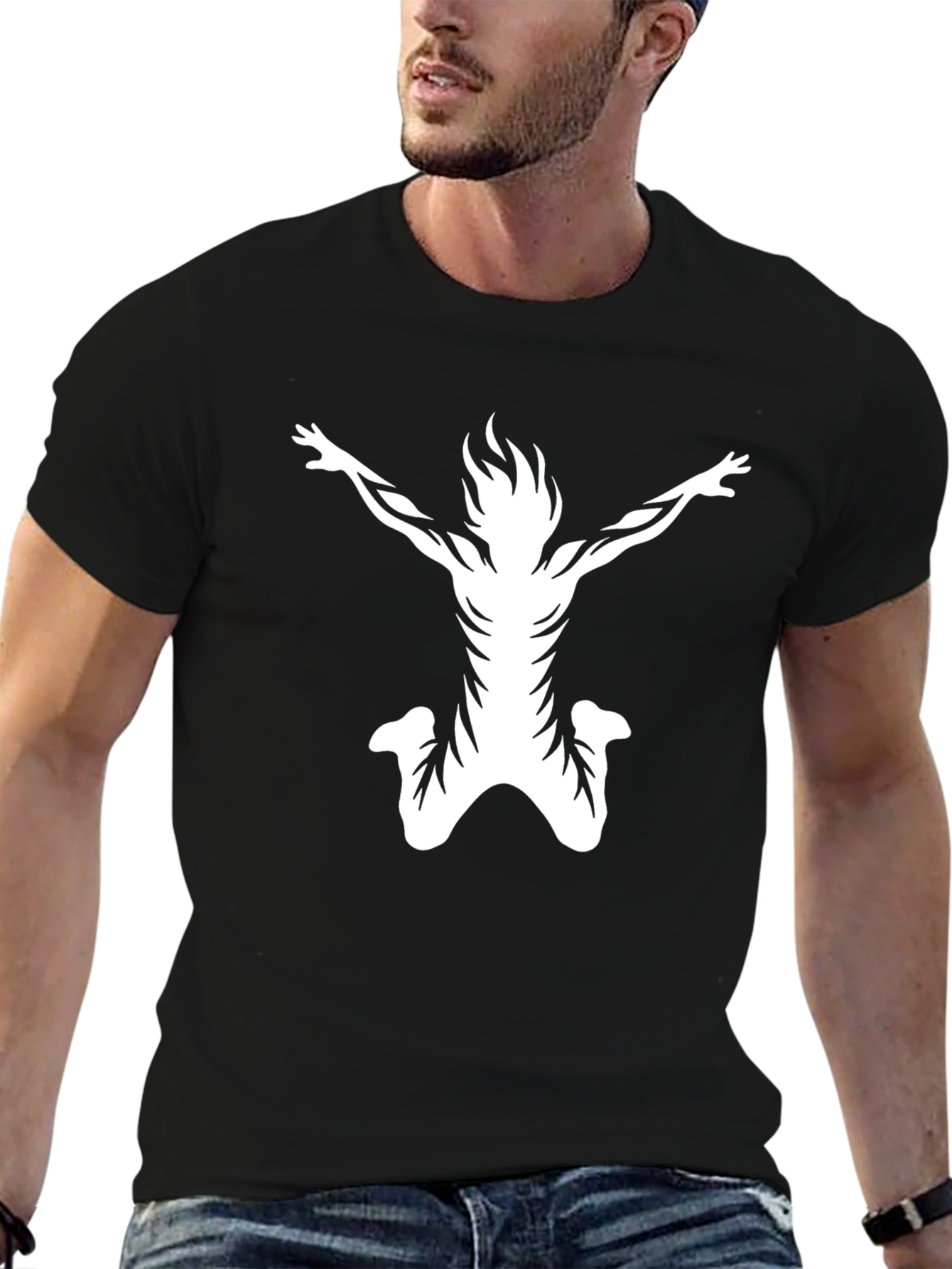 Black Graphic Tee - Abstract Jumper Design