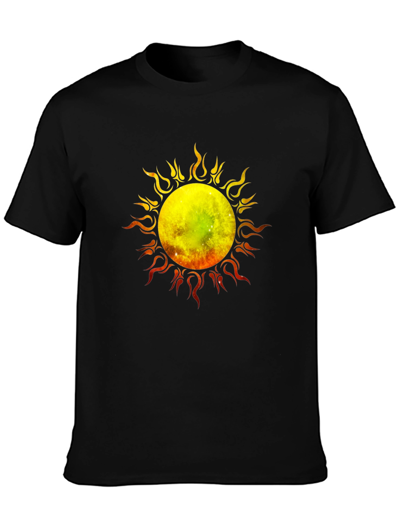Flaming Sun Graphic Black T-Shirt