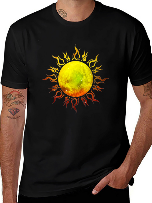 Flaming Sun Graphic Black T-Shirt
