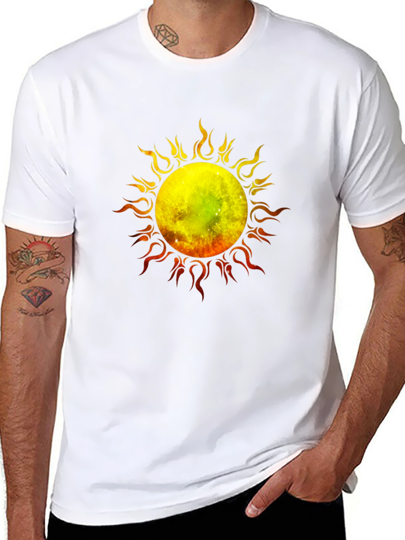 Flaming Sun Graphic Black T-Shirt