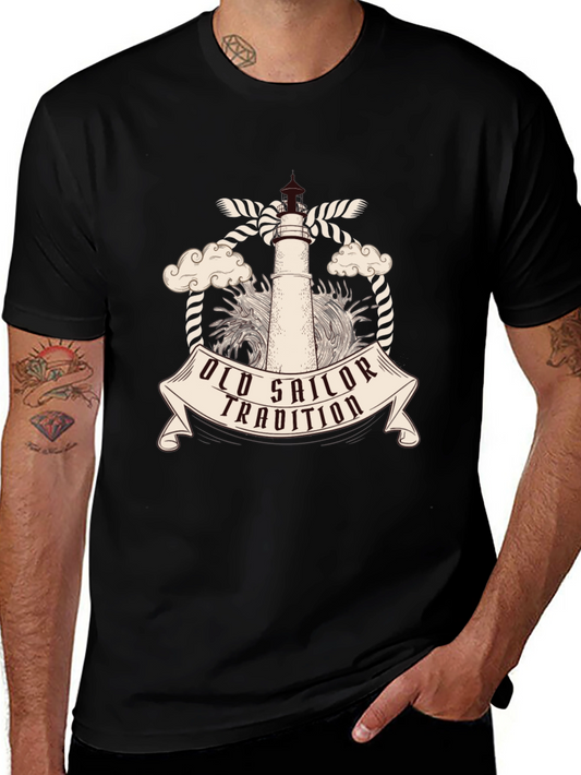 Old Sailor Tradition Tee - Nautical Lighthouse Design