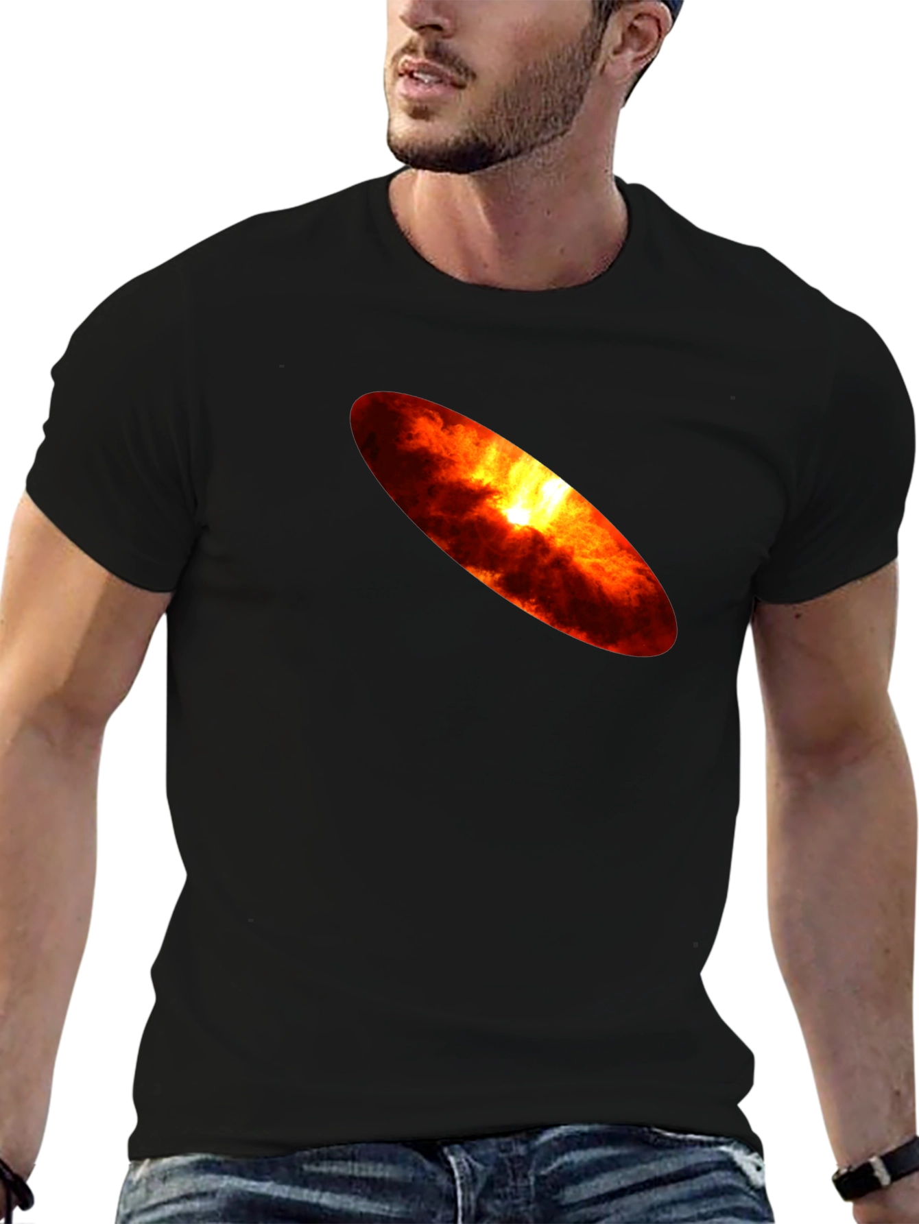 Fiery Sun Graphic Black T-Shirt