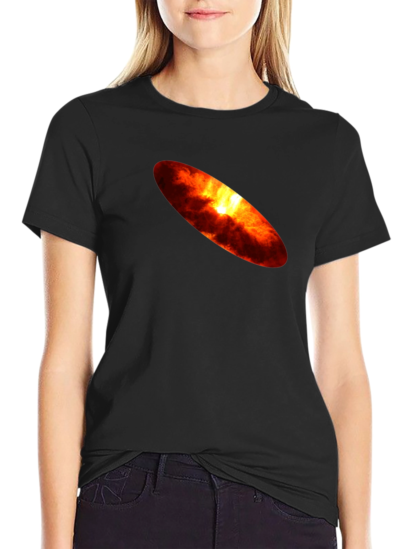 Fiery Sun Graphic Black T-Shirt
