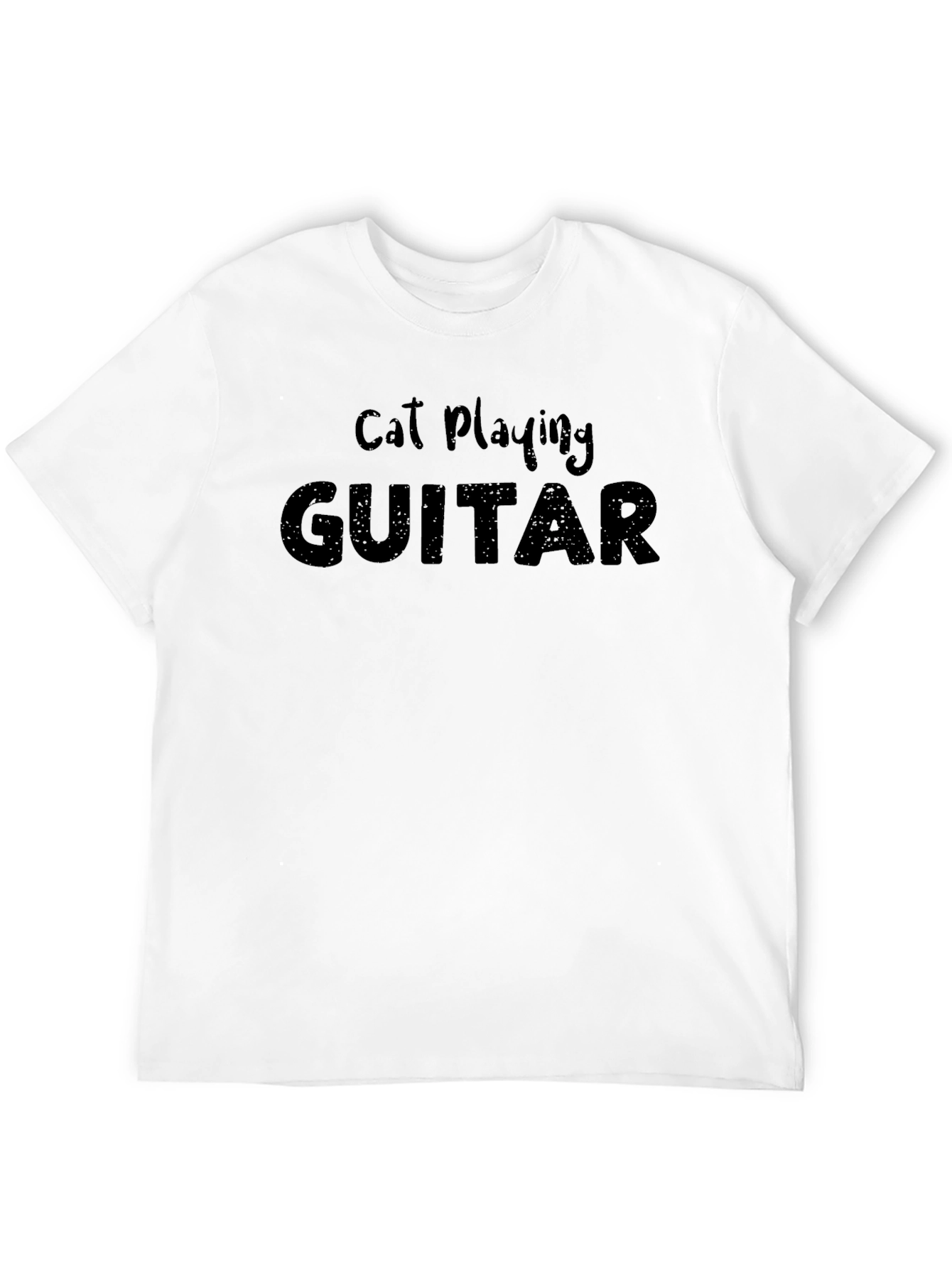 Cat Playing Guitar Black T-Shirt