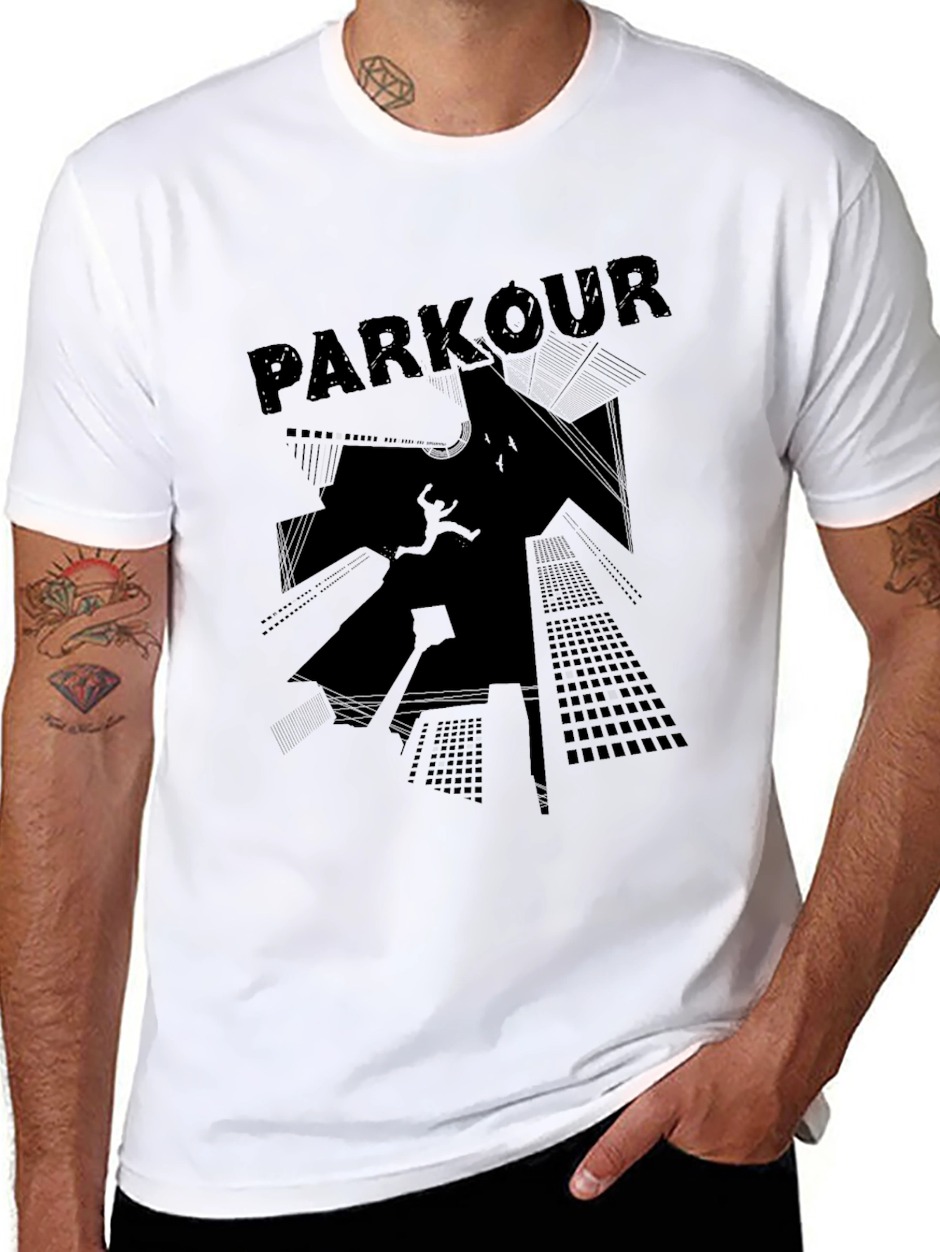 Parkour Cityscape Graphic T-Shirt - Urban Style