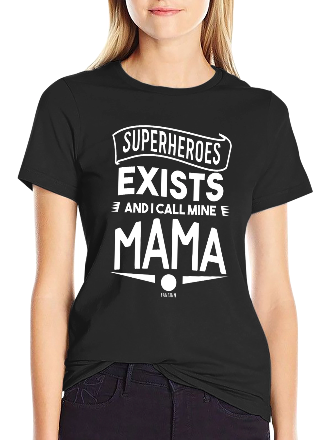 Superheroes Mama T-Shirt - Black Cotton