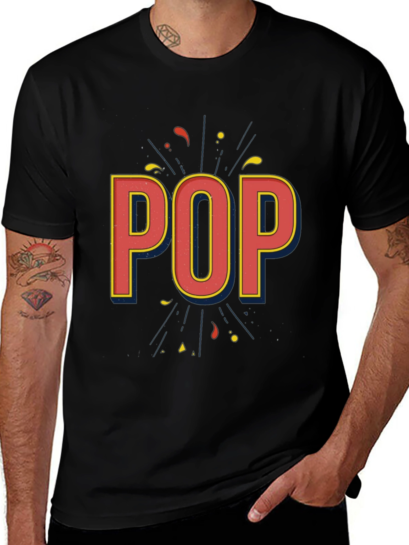 Retro Style POP Graphic Black T-Shirt
