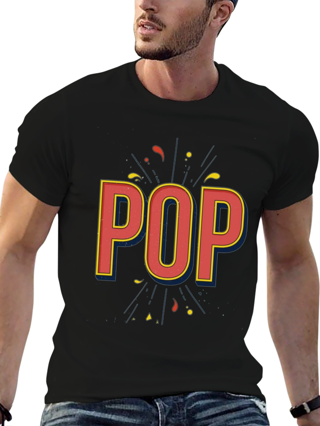 Retro Style POP Graphic Black T-Shirt