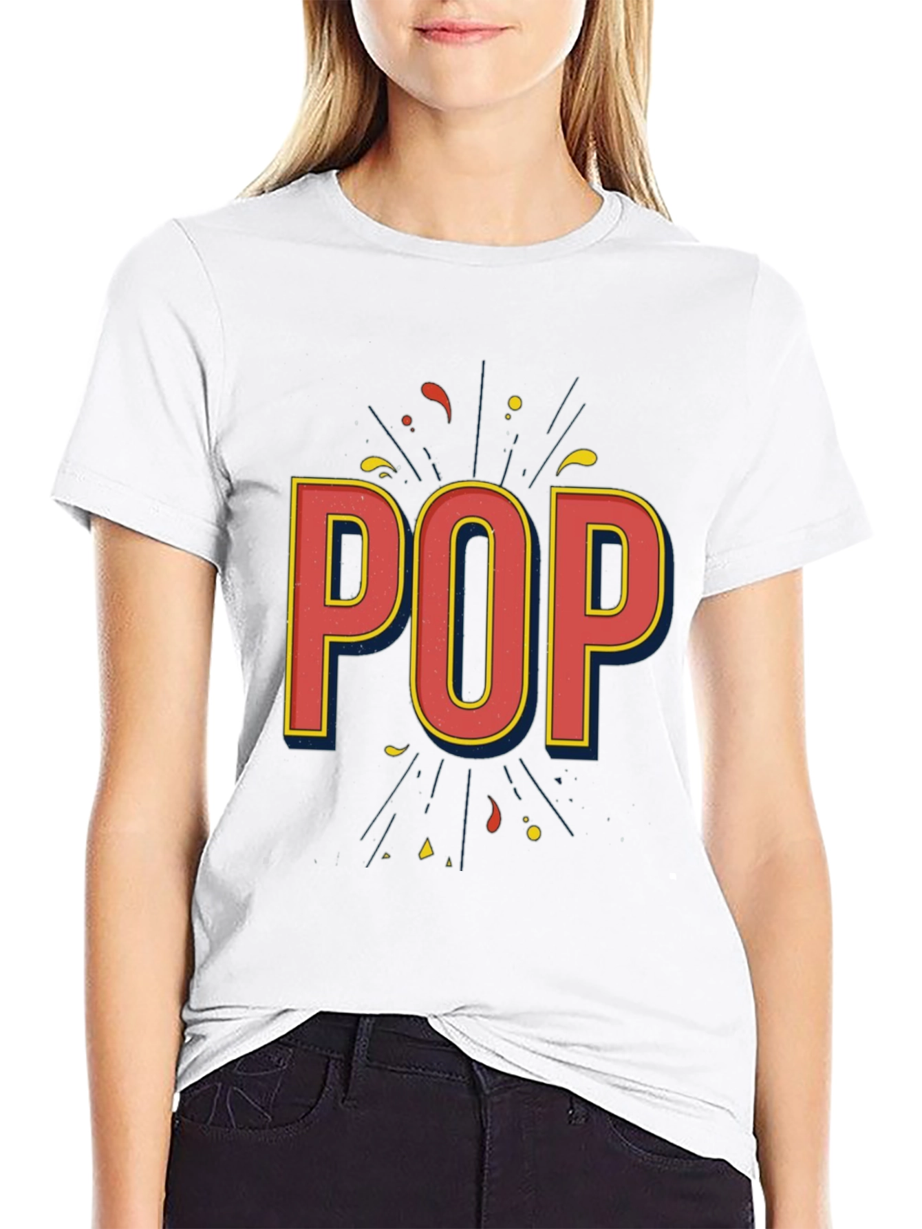 Retro Style POP Graphic Black T-Shirt