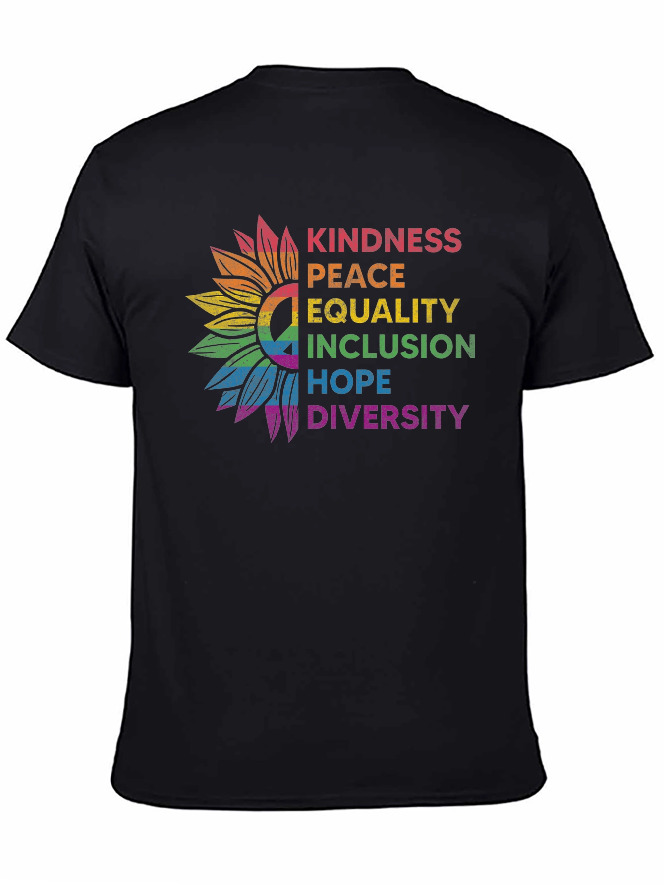 Kindness Peace Equality Rainbow Sunflower Tee