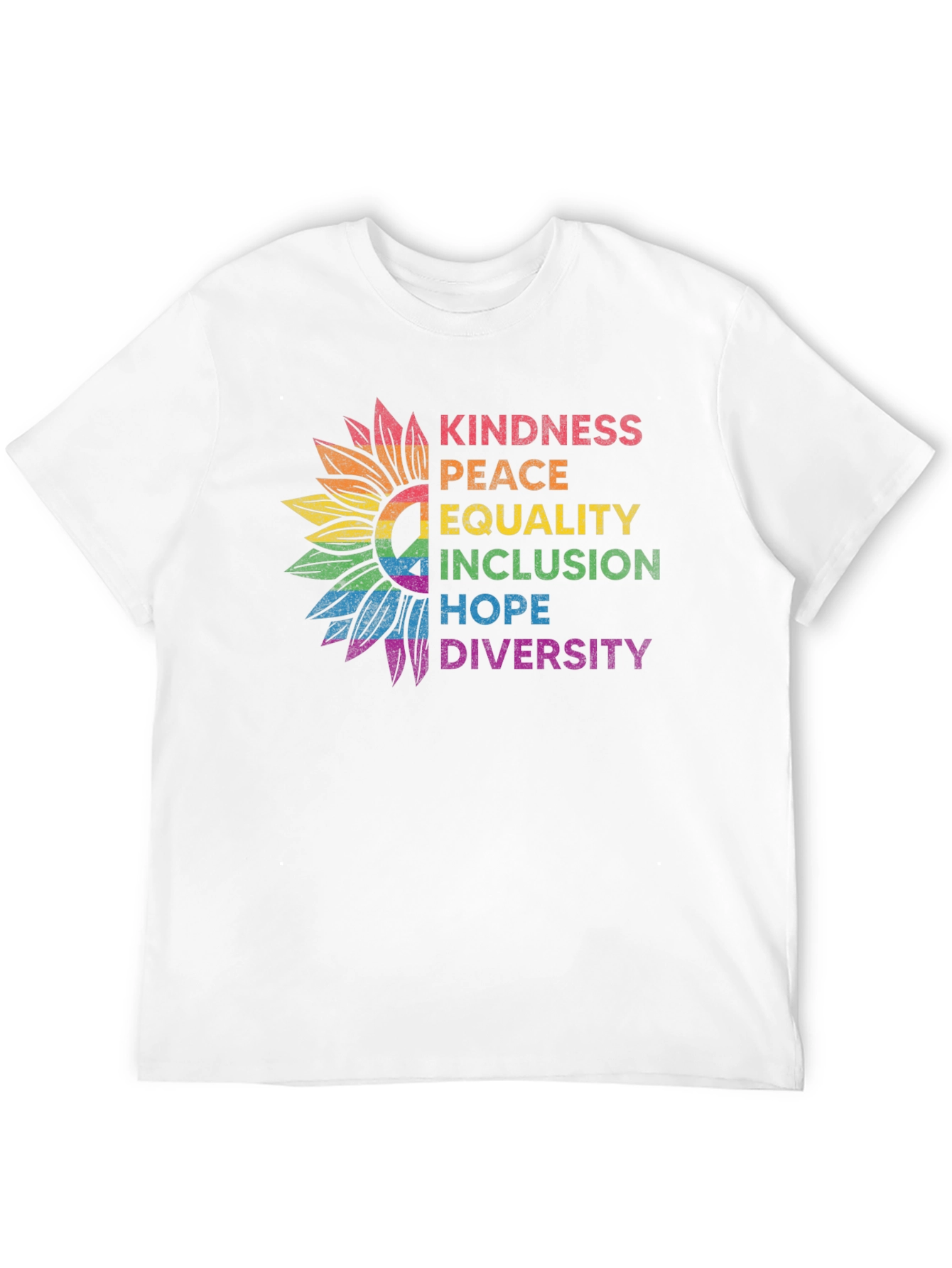 Kindness Peace Equality Rainbow Sunflower Tee