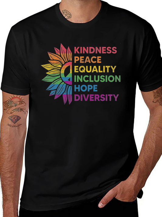 Kindness Peace Equality Rainbow Sunflower Tee