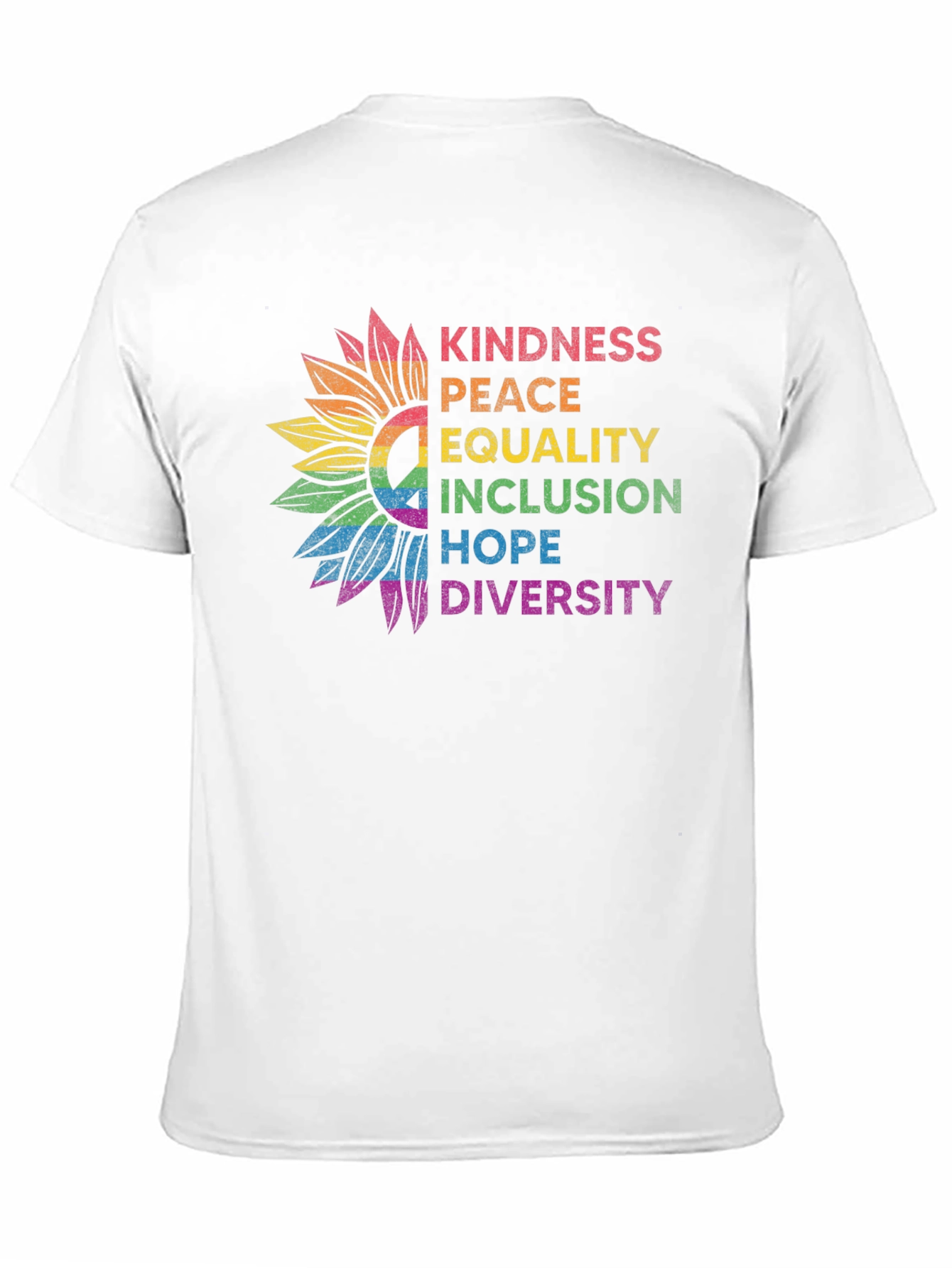 Kindness Peace Equality Rainbow Sunflower Tee