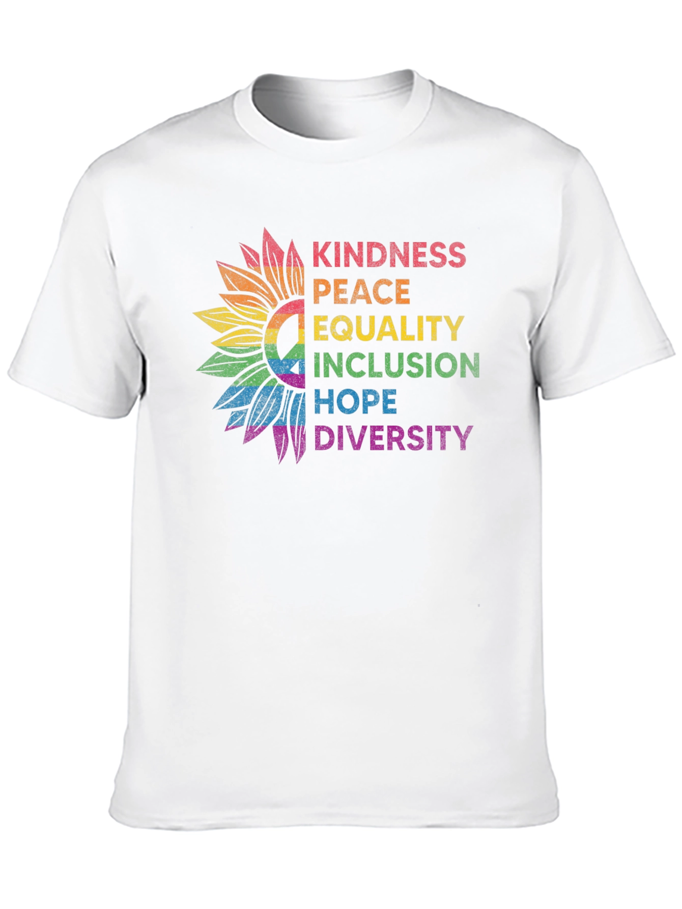 Kindness Peace Equality Rainbow Sunflower Tee