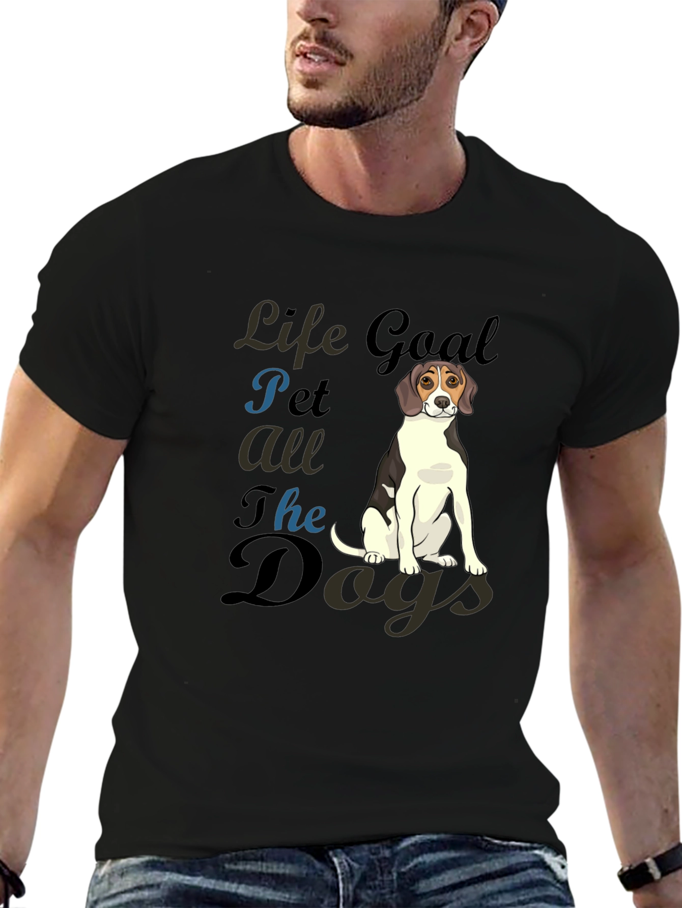 Life Goal Pet All The Dogs Black T-Shirt