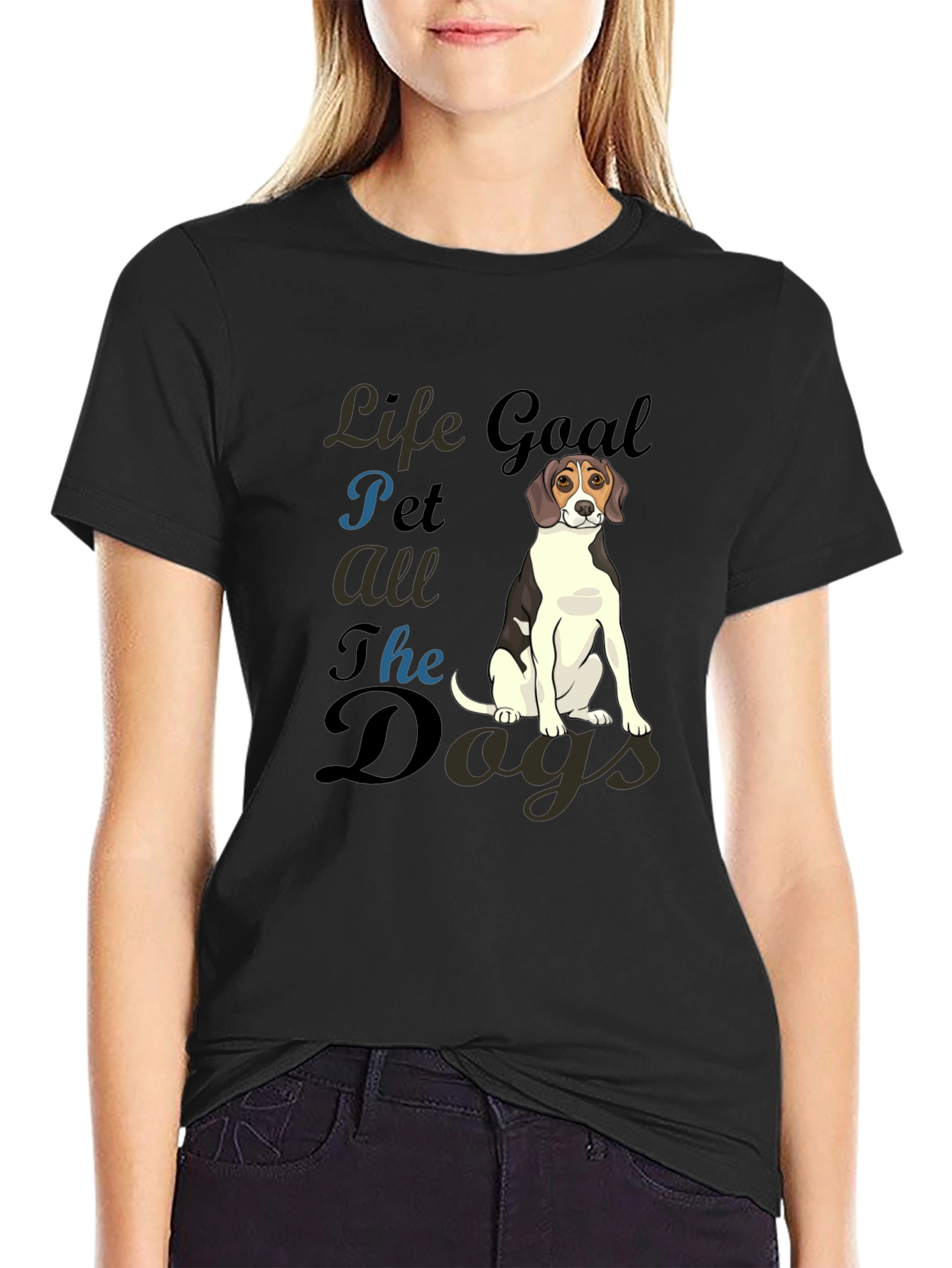 Life Goal Pet All The Dogs Black T-Shirt