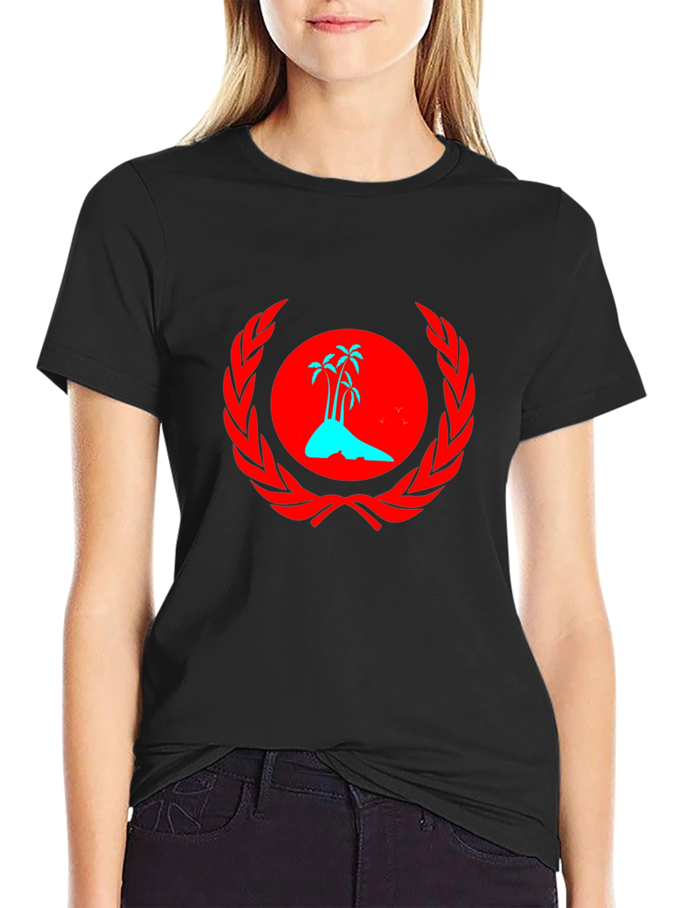 Tropical Island Graphic Tee - Black