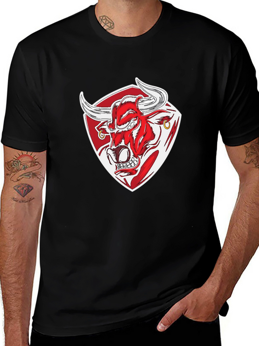 Black T-Shirt with Bull Graphic