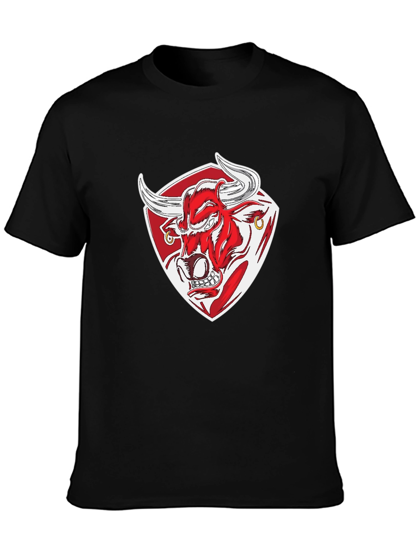 Black T-Shirt with Bull Graphic