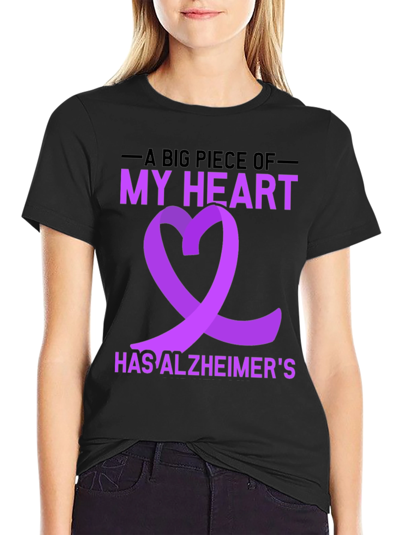Alzheimers Awareness T-Shirt Purple Ribbon