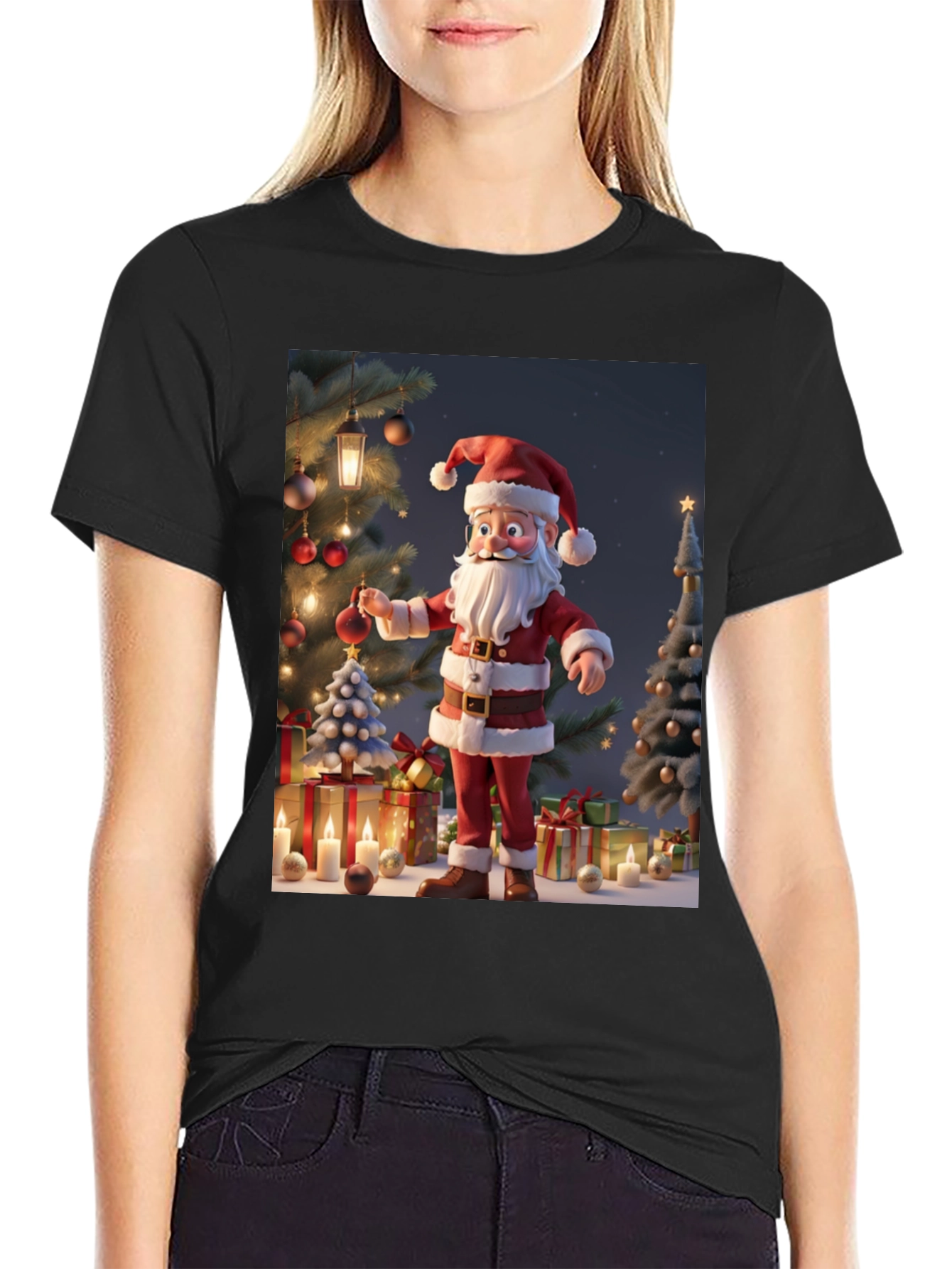 Festive Santa Graphic T-Shirt