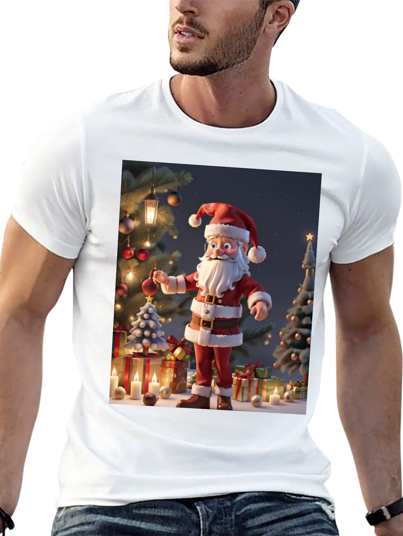 Festive Santa Graphic T-Shirt