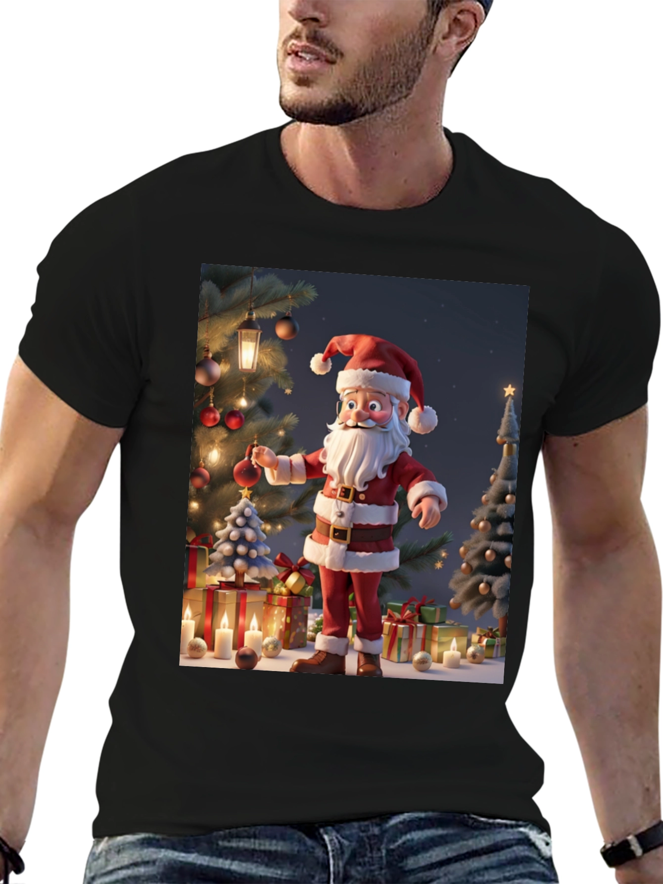 Festive Santa Graphic T-Shirt