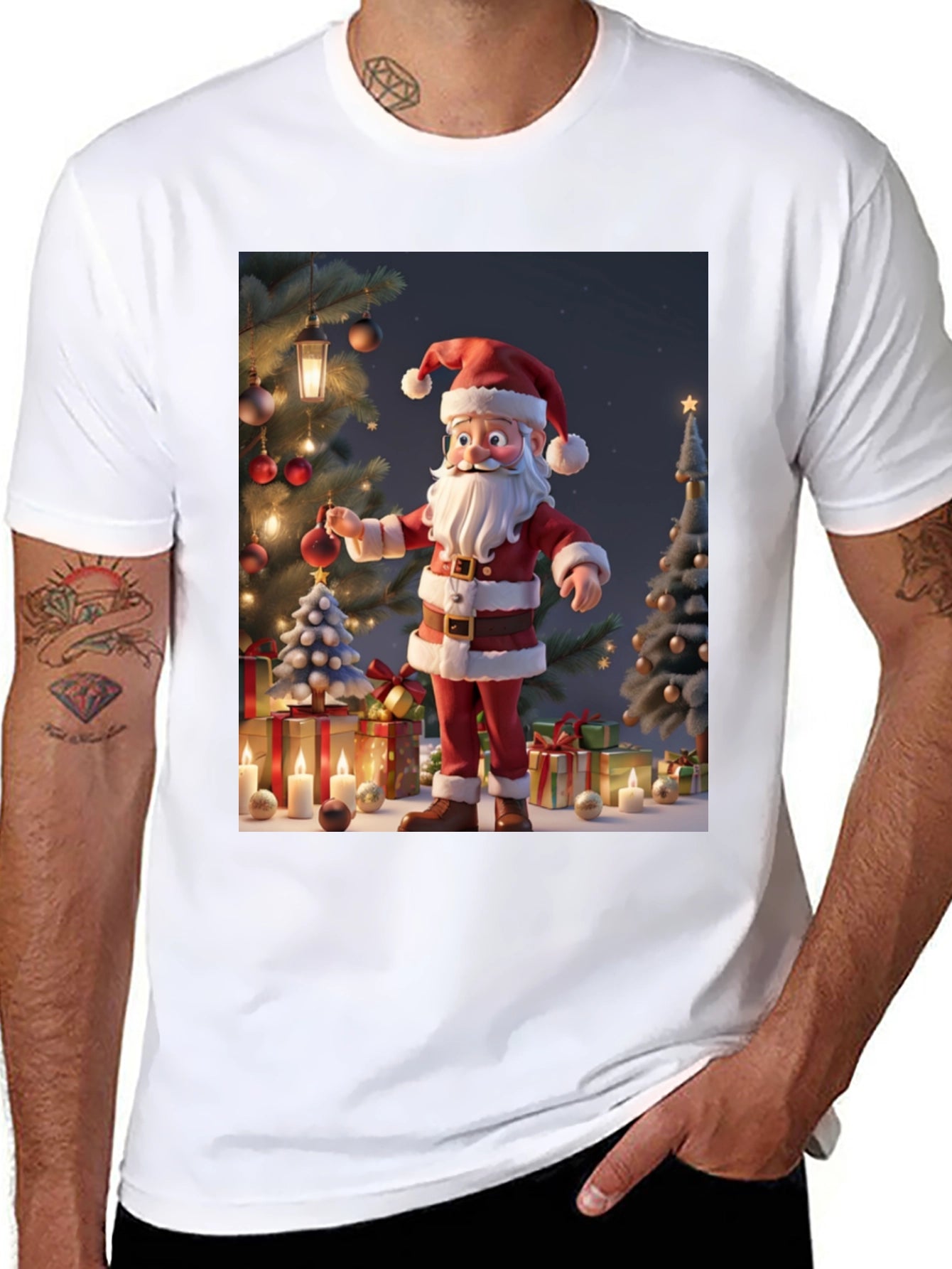 Festive Santa Graphic T-Shirt
