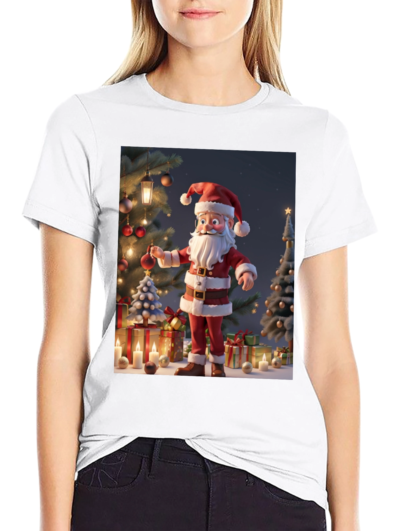 Festive Santa Graphic T-Shirt