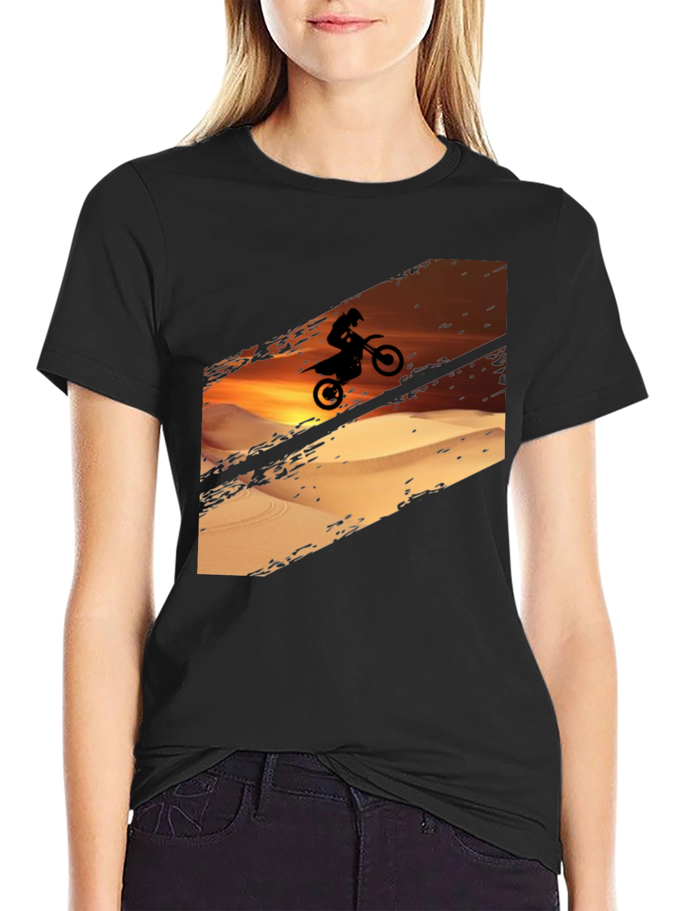 Desert Rider Graphic Tee - Black Cotton T-Shirt