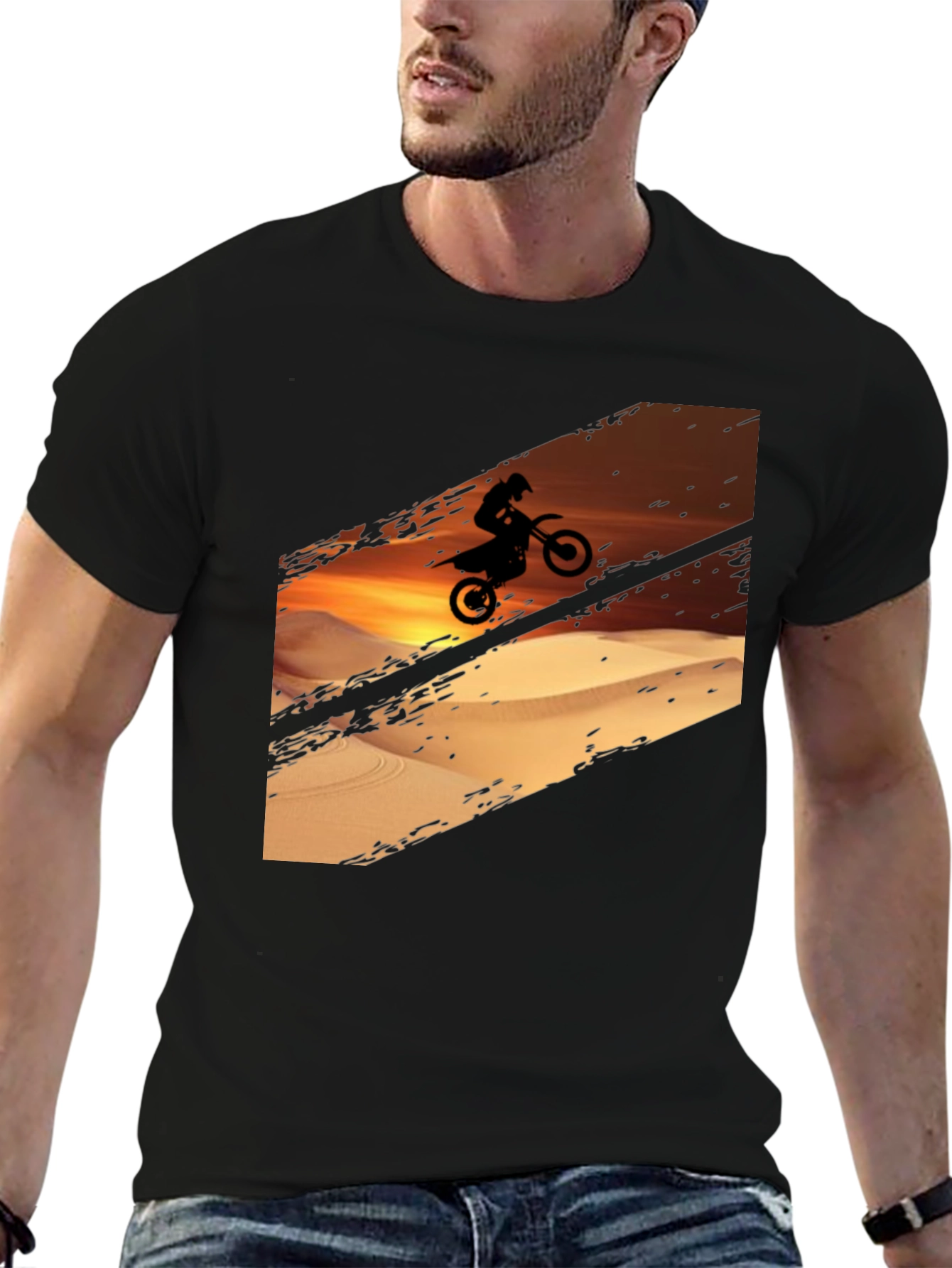 Desert Rider Graphic Tee - Black Cotton T-Shirt