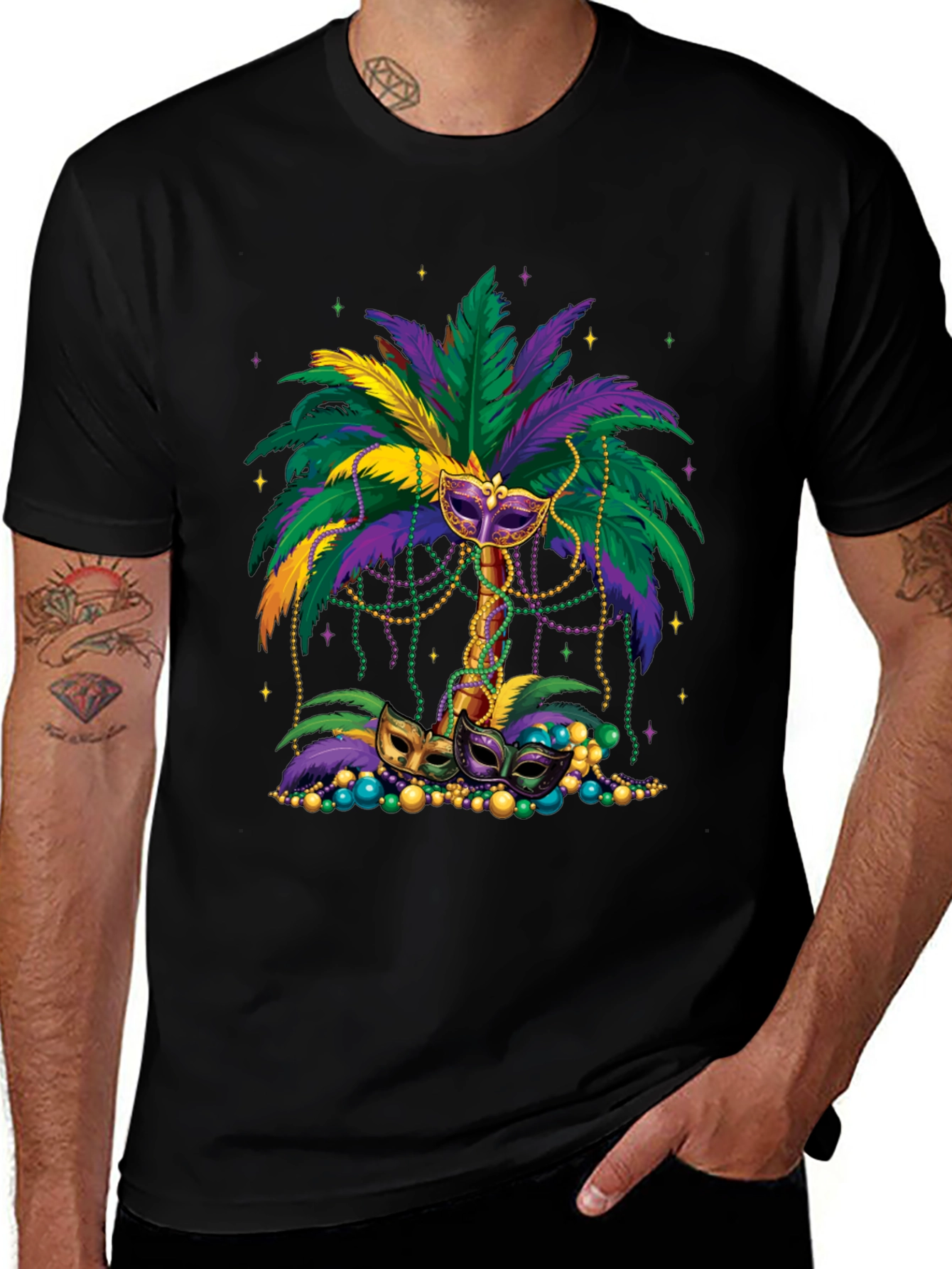 Mardi Gras Palm Tree Mask T-Shirt