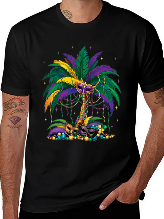 Mardi Gras Palm Tree Mask T-Shirt