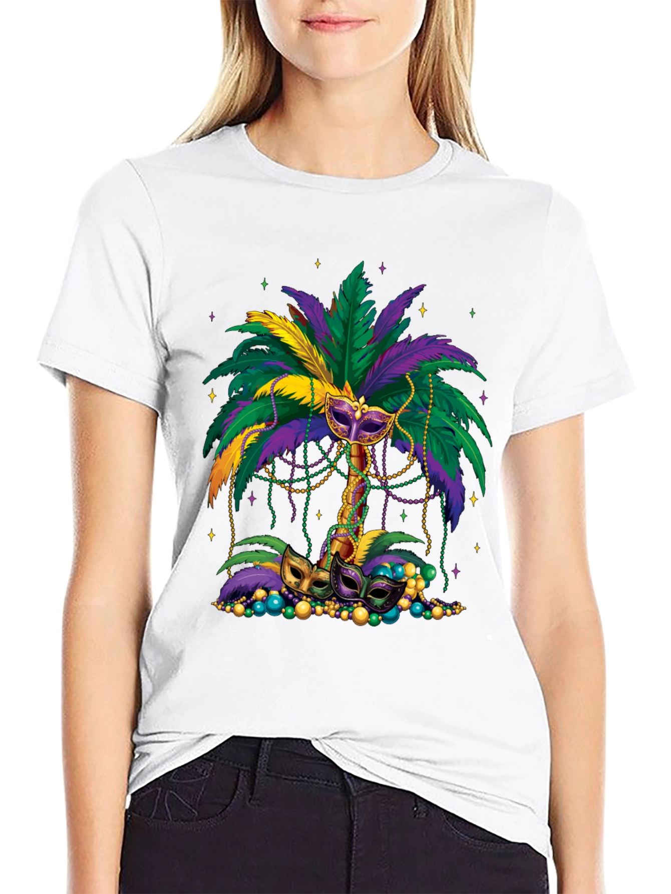 Mardi Gras Palm Tree Mask T-Shirt