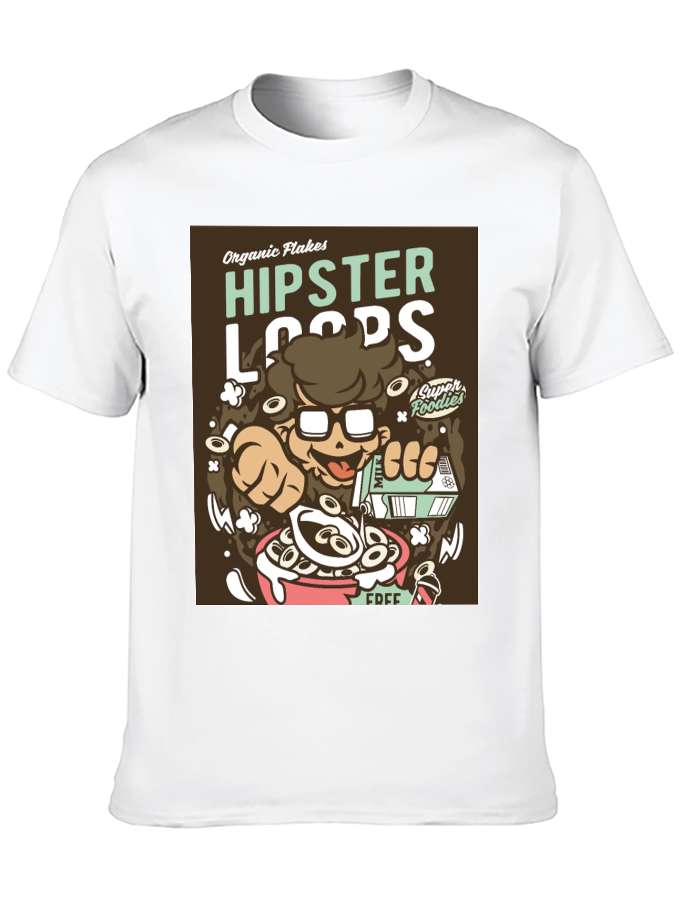 Hipster Loops Graphic T-Shirt - Funny Cereal Design