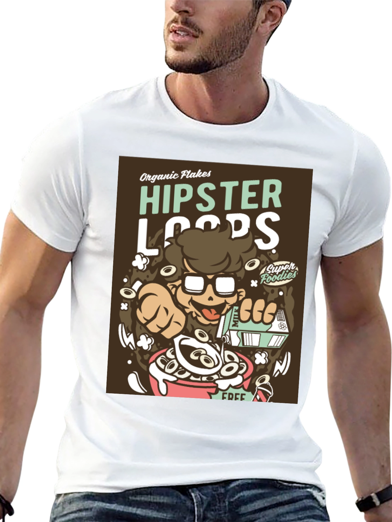 Hipster Loops Graphic T-Shirt - Funny Cereal Design