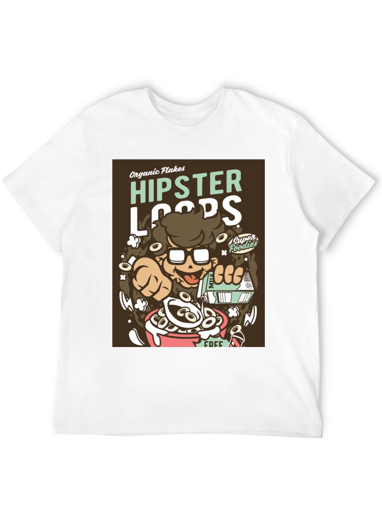 Hipster Loops Graphic T-Shirt - Funny Cereal Design