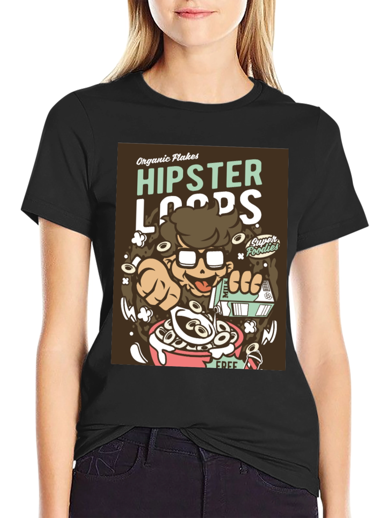 Hipster Loops Graphic T-Shirt - Funny Cereal Design