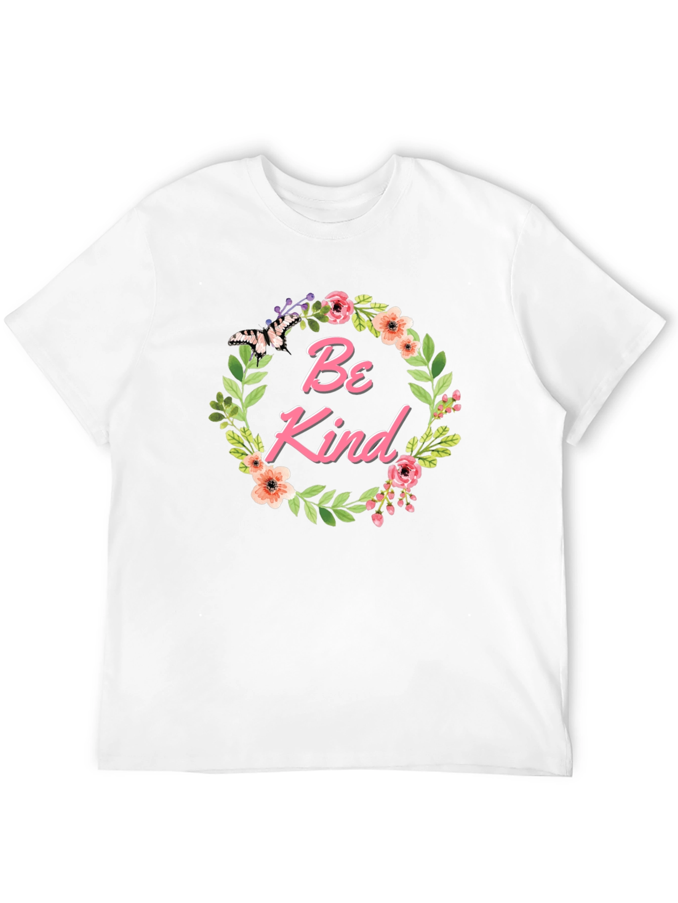 Be Kind Floral Wreath Black T-Shirt