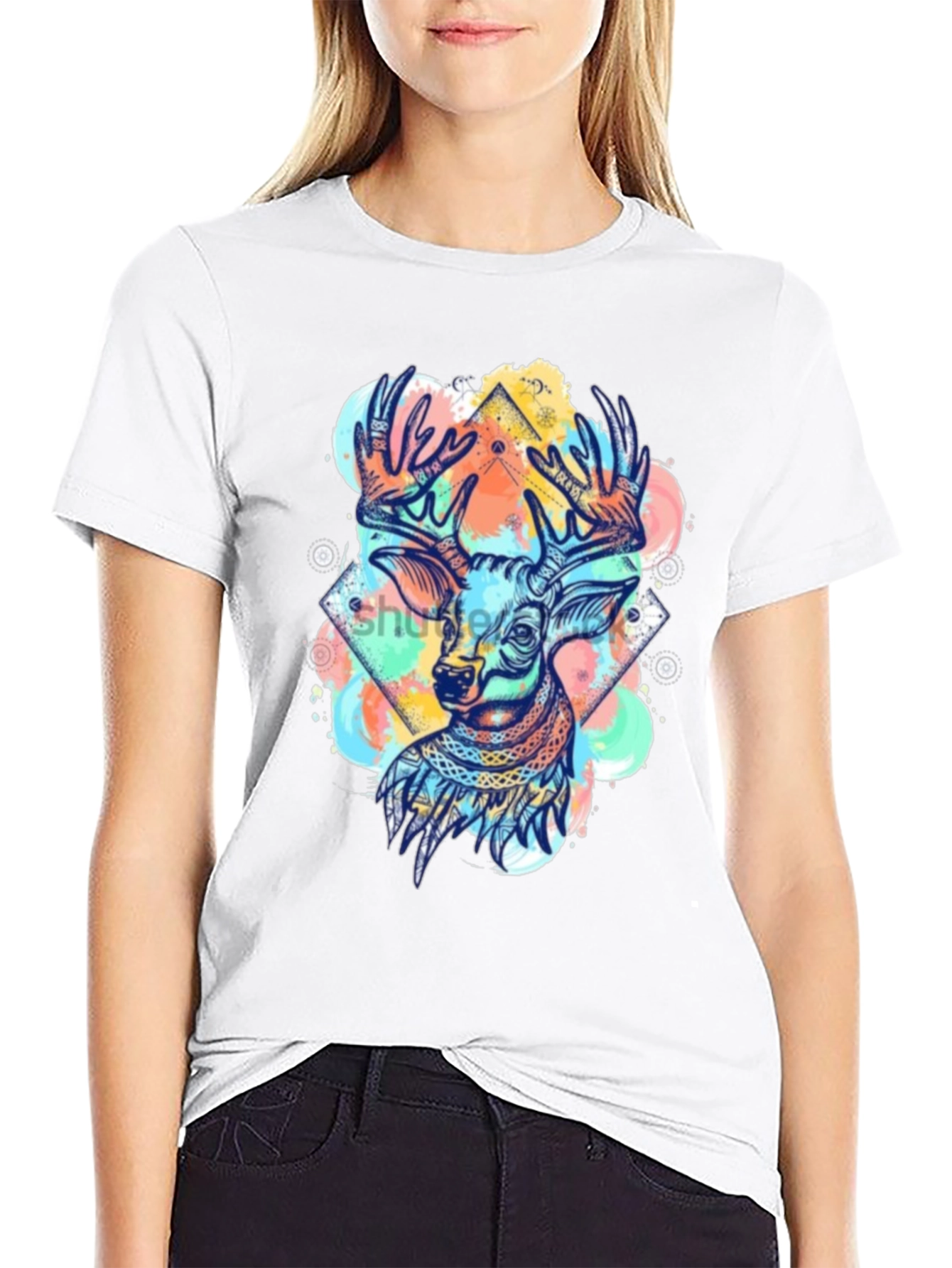 Stylish Deer Graphic T-Shirt