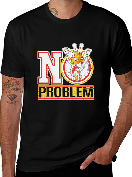 No Problem Giraffe Graphic Tee - Black Cotton T-Shirt