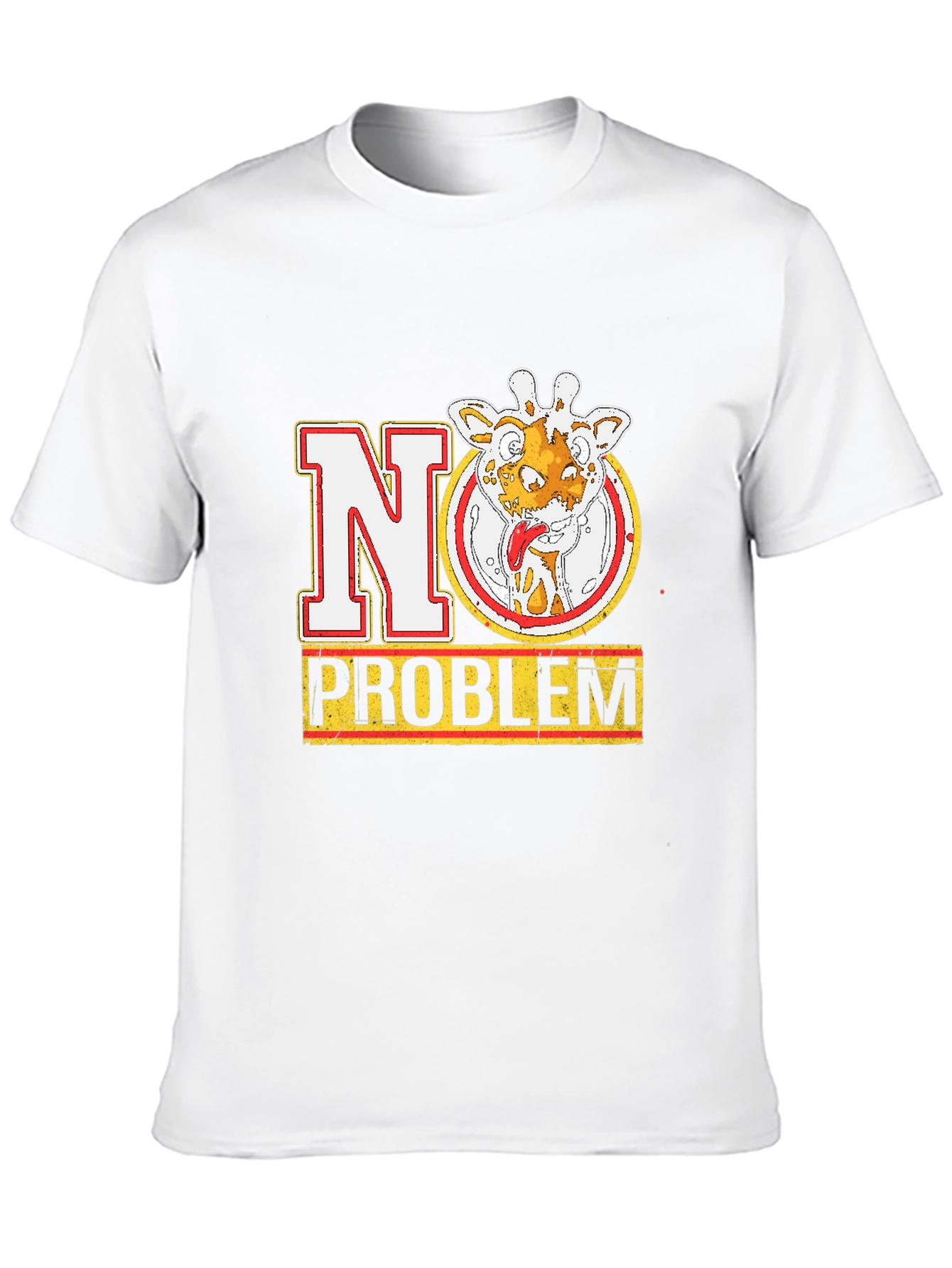 No Problem Giraffe Graphic Tee - Black Cotton T-Shirt