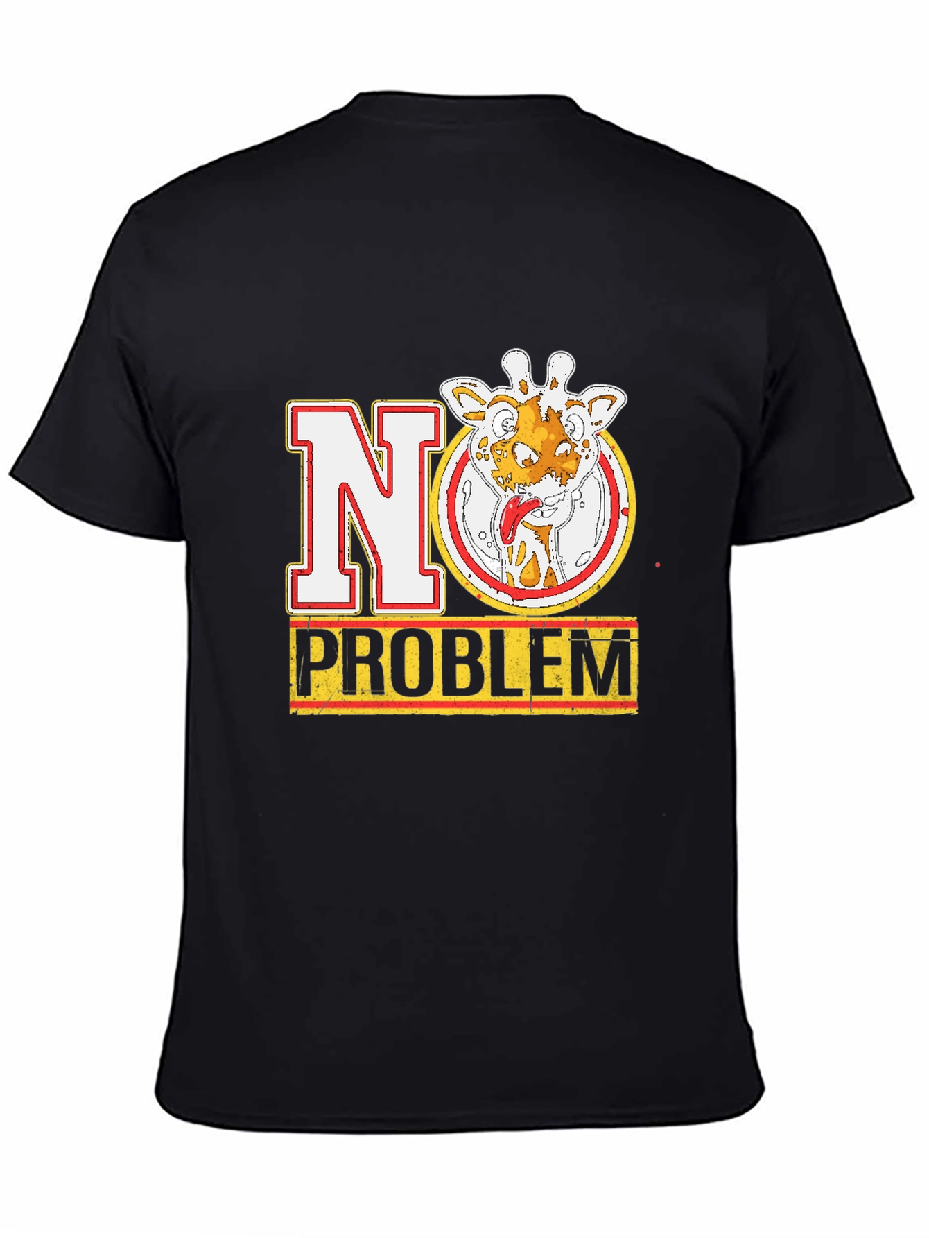 No Problem Giraffe Graphic Tee - Black Cotton T-Shirt
